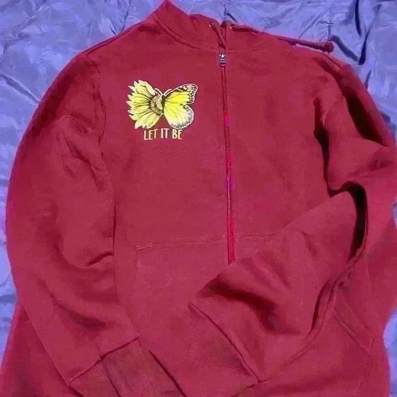 One of a kind custom burgundy  sunflower hoody size medium - Picture 1 of 3